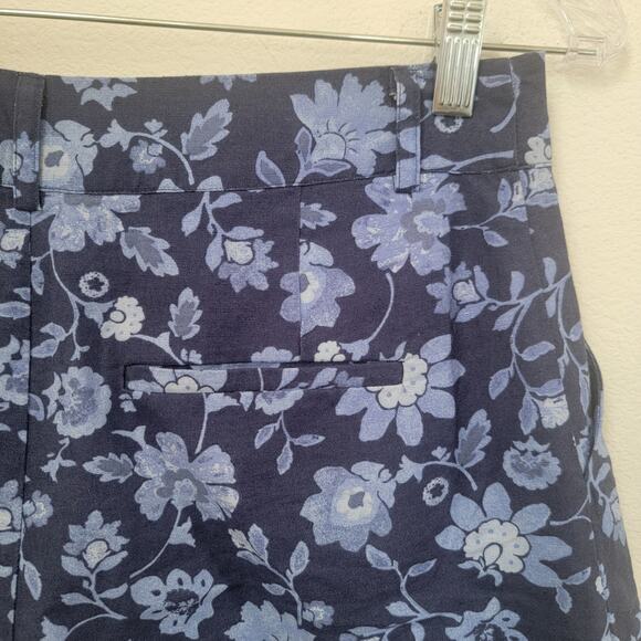 MNG Sz 8 Palermo 330 Shorts Floral Blue Linen Cotton Coastal Beachy Vacation NWT - Picture 12 of 12